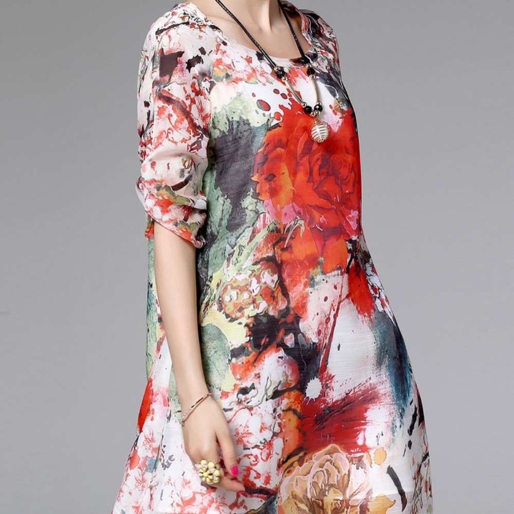 Fun floral Blue Sky dress W/ POCKETS!
